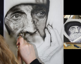 Airbrushbild, Motiv: Portrait Alter Mann