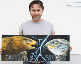 Airbrushbild, Motiv: Adlerköpfe