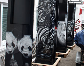 Airbrush, Motive: Pandas, Zebras, Löwe und Leopard