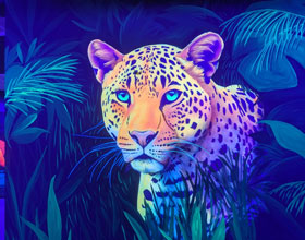 Schwarzlicht-Wandbild, Motiv: Jaguar